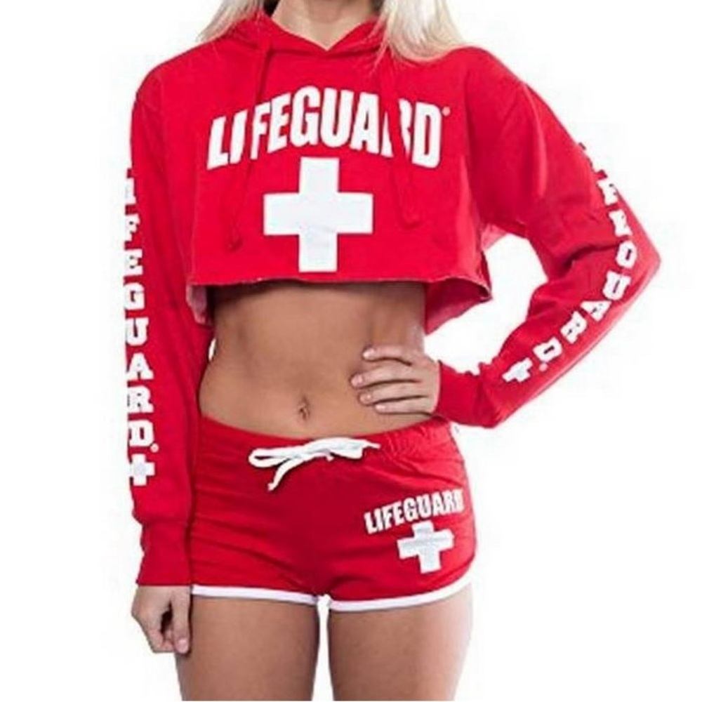 Lifeguard hurricane harbor long sleeve cropped hoodie woman’s medium